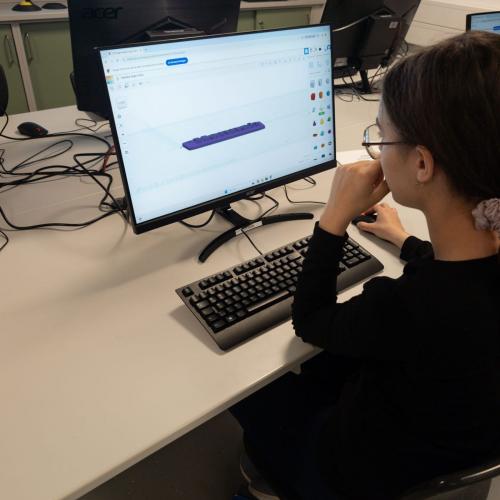 Schülerin am PC