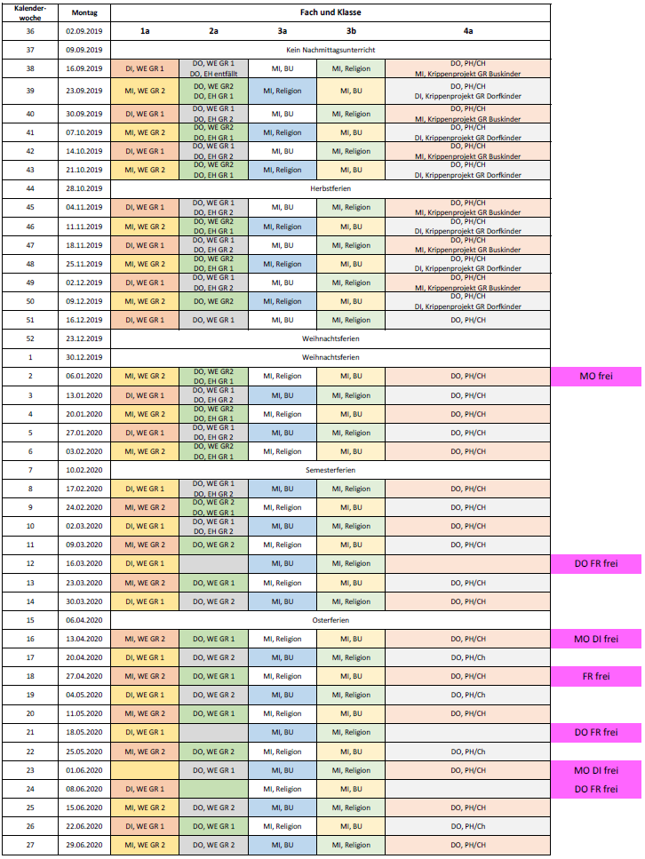 Blockungsplan